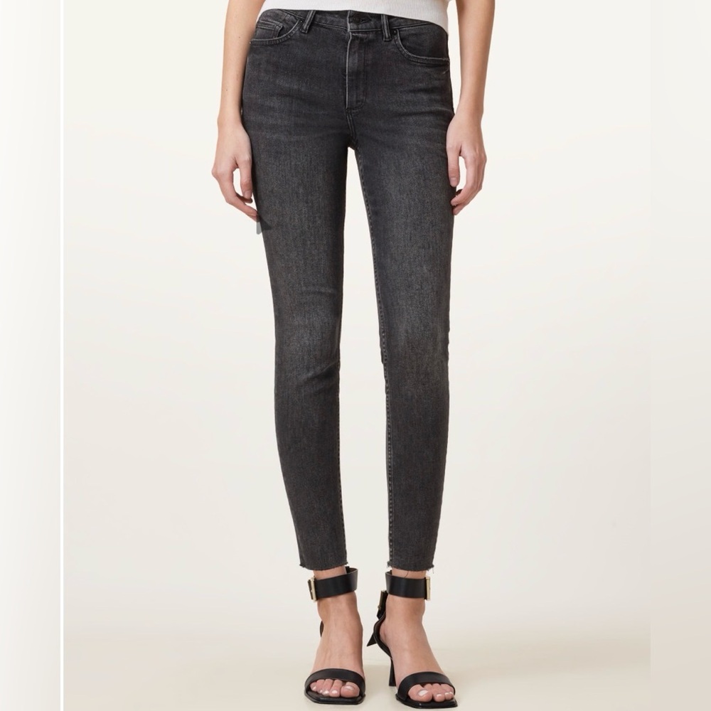 All Saints Miller Skinny Jeans Black Washed Denim Size W27